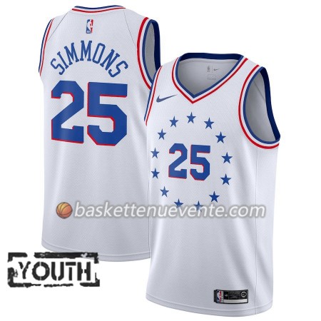 Maillot Basket Philadelphia 76ers Ben Simmons 25 2018-19 Nike Blanc Swingman - Enfant